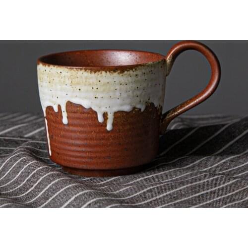 360ml Japanese-style ceramic coffee cup retro office cup creative tea cup kiln changed rough pottery high-end personal tea cup