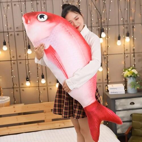 40-120CM Funny Simulation Red Fish Plush Toys Stuffed Carp Plush Animal Pillow Pet Cat Dog Toy Baby Kids Room Decor Birthday