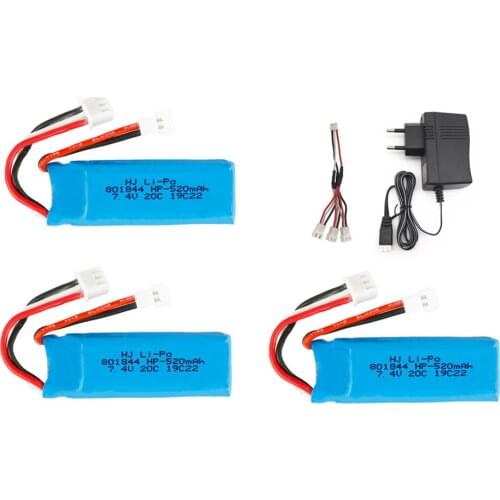 7.4v 520mah 20C lipo battery + Charger Set For Wltoys XKA600 K969 K979 K989 K999 P929 P939 A202 A212 Rc Car Airplane parts