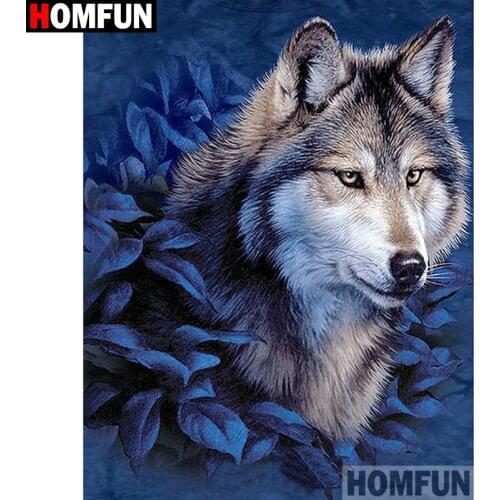 HOMFUN Full Square/Round Drill 5D DIY Diamond Painting "Animal wolf" 3D Diamond Embroidery Cross Stitch Home Decor A20312
