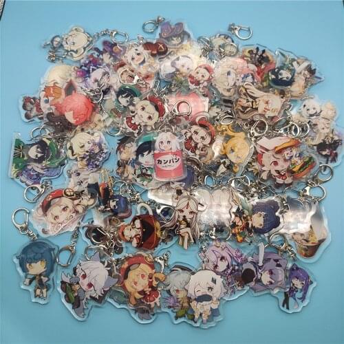 Anime Genshin Impact Key Chains Two-sided Keychain Cosplay Acrylic Pendant Keyring