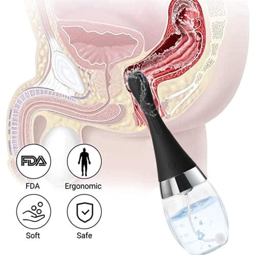 Ully Automatic Enema Cleaning Container Vagina Anal Cleaner Douche Bulb Design Silicone Health Tool Sex Toys -40