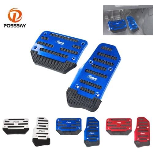 POSSBAY 2Pcs/set Car Brake Pedals Aluminum Non-Slip Automatic Red/Blue/Silver For VW Audi Brake Accelerator Foot Pedal Pad Cover