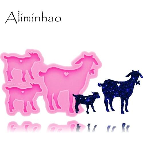 DY0281 Shiny Goat family Silicone Molds DIY Sheep Dad/mom/baby resin epoxy keychains Mould for fashion jewelry keychains