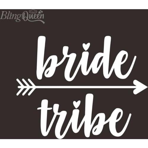 BlingQueen 12PCS/LOT Hot Fix PU Vinyl Heat Transfers HTV Iron on PU Decal Bride Tribe Design