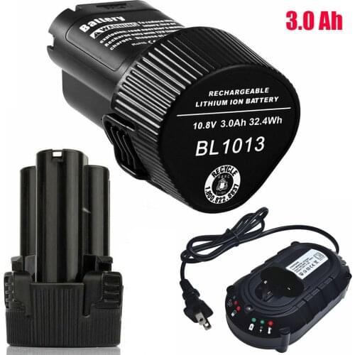 For Makita Battery 10.8V-12V 3000mAh Rechargeable Li-ion Battery +Charger For Makita BL1013 BL1014 TD090D DF030D DF330D Battery