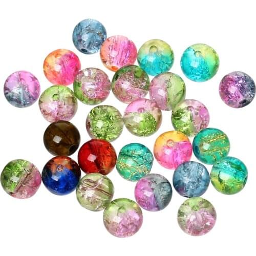 DoreenBeads Elegant Jewelry Glass Loose Beads Round Mixed Crackle About 8.0mm( 3/8") Dia, Hole: Approx 1.2mm, 50 PCs Hot new