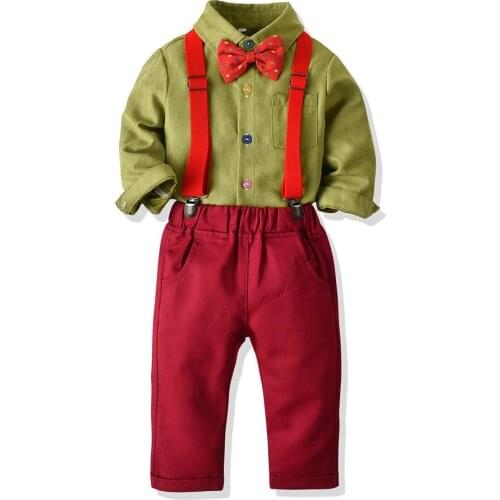 Europe And America New Products Childrenswear Autumn And Winter Corduroy Multi-color Long-sleeved Shirt Coat Elastic Suspender P