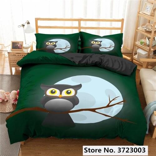 Cartoon Owl Bedding Set Animal King Queen Size Quilt Cover Bedclothes Comforter Cover Set 2/3Pcs Bedding Set Luxury