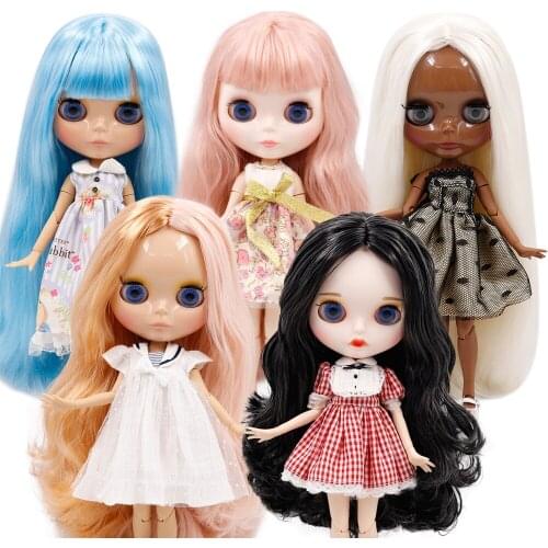 DBS bjd ICY blyth doll white black dark skin joint body glassy matte face Can Changed Makeup and Dress DIY special 1/6 doll