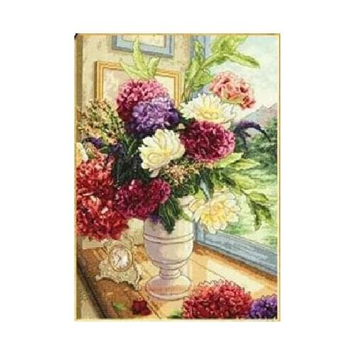 MM Top Quality Beautiful Lovely Counted Cross Stitch Kit Summer Bouquet Flower Flowers in Vase Dim 70-35328