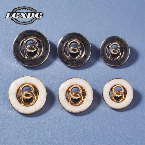 10pcs Fashion Metal Buttons for Coat Embellishments for Clothing Black CC Buttons Sewing Supplies and Accessories Blouse Buttons