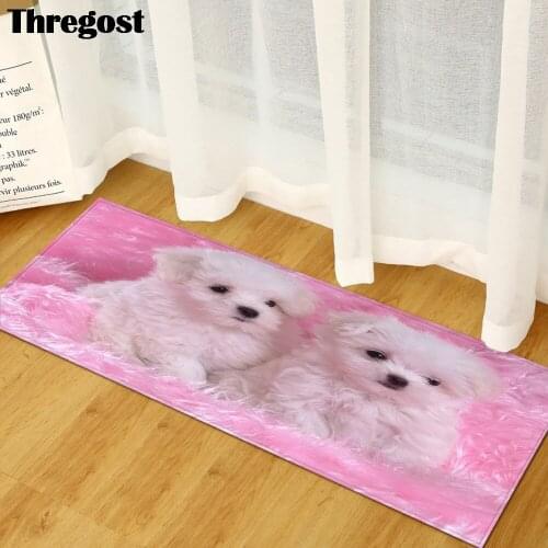 Thregost Soft Floor Mats 3D Printed Long Pet Play Rugs Anti-Slip Hallway Kitchen Carpet Washable Modern Absorbent Mat