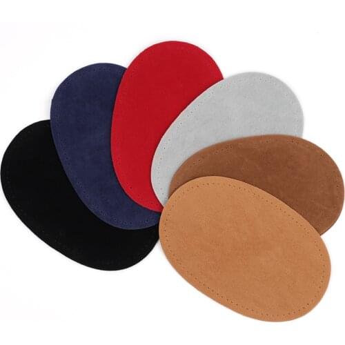 Genuine Suede Leather Patch with Pin Hole DIY Oval Soft Leather Sheet for Cardigan Clothes Bag Handbag Sewing Accessories 14*9cm