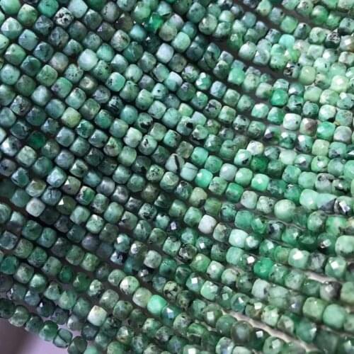 Natural emerald stones cube square beads hand cut perle charm gemstone jewelry for needlework DIY bracelet bricolage