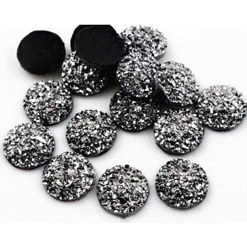 New Fashion 40pcs 8mm 10mm 12mm Gun Black Metal Color Flat Back Resin Cabochons Cameo