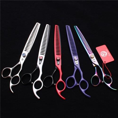 8" 22cm Japan 440C Purple Dragon Grooming-for-dog Thinning Scissors Fish Bone Teeth Pro Pets Hair Clipping Shears Add Bag