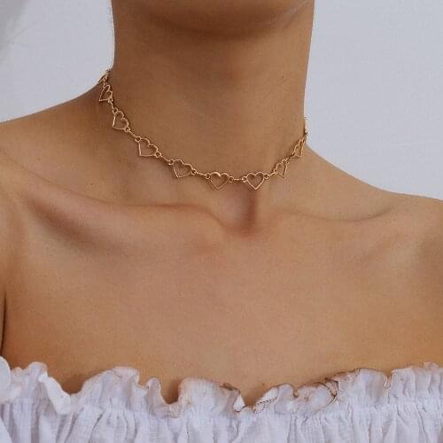 Hollow Korean Sweet Love Heart Choker Necklace Statement Girlfriend Gift Cute Bicolor Necklace Trendy Jewelry Collier Femme