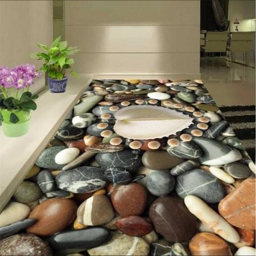 Beibehang Custom floor affixed room Lotte bathroom 3D cobblestone marine life floor waterproof defense from 3d floor film
