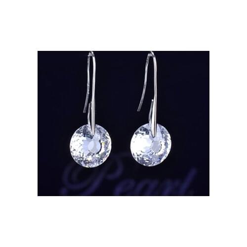 Brand New Design Fashion Charm Austrian Crystal Hoop Earrings Geometric Round Shiny Rhinestone Big Earring Jewelry Women GLE0814