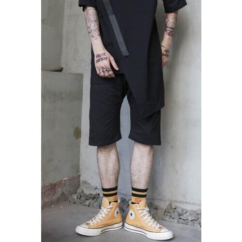 Skull print pattern shorts big crotch pants dark high street personality large mens summer Harem Pants European American Japane