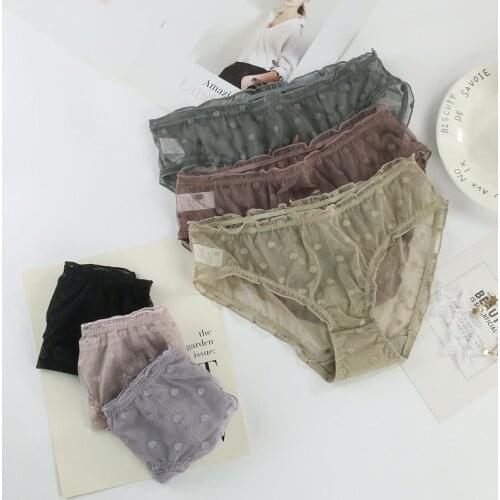 Sexy Underwear Women Sumptuous Panties Lace Lingerie Low-rise Briefs Solid Ladies Hollow Out Tempting Ropa Interior Femenina