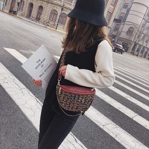 Bag Waist Quality High Women Belt Bags Chest Handbag Wool Bum Bags Pocket Heuptas Chains Shoulder Crossbody Bolsos Mujer