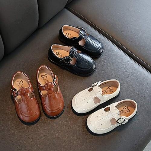 Girls Princess Leather Shoes Girls School Shoes Black White Coffee Children Flats Little Girls Shoes Baby Casual Sneaker1211