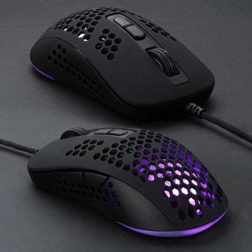 PAW704 Chip Gaming Mouse Lightweight Hollow Honeycomb Hole RGB USB Wired Mice 2400 DPI 6 Buttons Optical Mice for PC Laptop