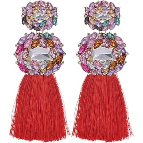 ZHINI Boho Vintage Long Tassel Earrings for Women 2020 New Ethnic Punk Zircon Crystal Big Earring Fashion Jewelry Accessories