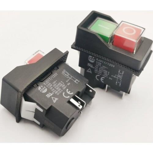 1PC AC120V 16A Waterproof Electromagnetic Push Button switch 4/5Pin KJD17 IP55 Under-voltage protection Starter Safety Switch