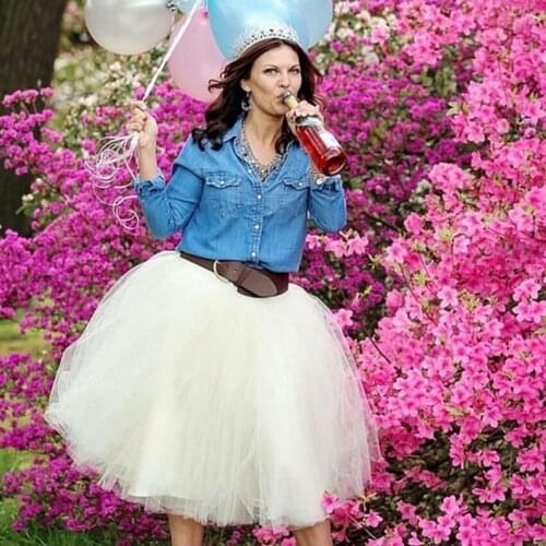 High Fashion Cream White Tulle Skirts Womens Plus Size Knee Length Midi Skirt Custom Made 5 Layers Tulle Tutu Skirt Lolita Saias