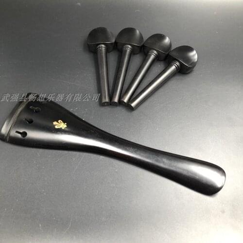 1 set 4/4 full size ebony cello parts inlaid copper tailpiece four pegs