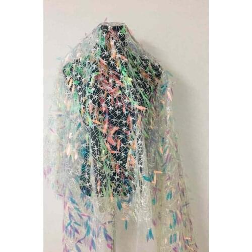 1Y/lot Sequins LACE Fabric Sequins mesh Fabric breathable for night dress decoartion clothes accessory