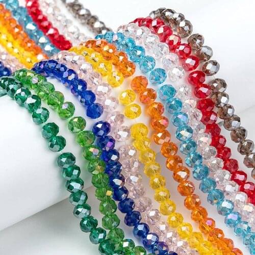 10Strands Faceted Rondelle Glass Beads Shiny AB Crystal 4mm-8mm Diy Jewelry Accessories Jewelry Findings