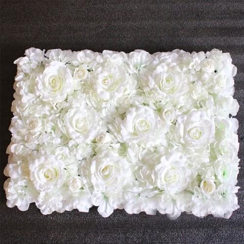 10pcs/lot Wedding Decorative White Artificial Rose Silk Flowers Runner Wedding 3D Flower Wall Backdrop Stage Decoration 40x60cm