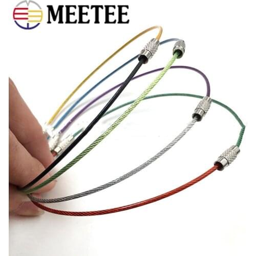 Meetee 20/50pcs 15cm Color Stainless Steel O Ring Key Buckle Traveler Keychain Tag Hang Buckles DIY Pendant Hook Accessories