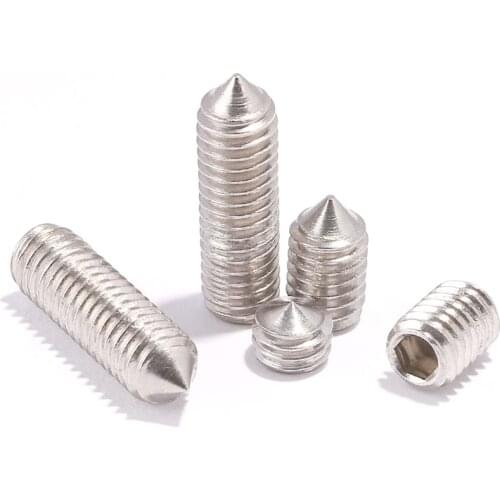 20Pcs M2.5 M3 M4 M5 M6 M8 M10 M12 Stainless Steel 304 Grub Screws Cone Point Hexagon Hex Socket Set Screws