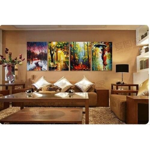 2016 Abstract 4 seasons tree -4P LARGE-TOP Home WALL Decor ART-oil painting---Free shipping cost