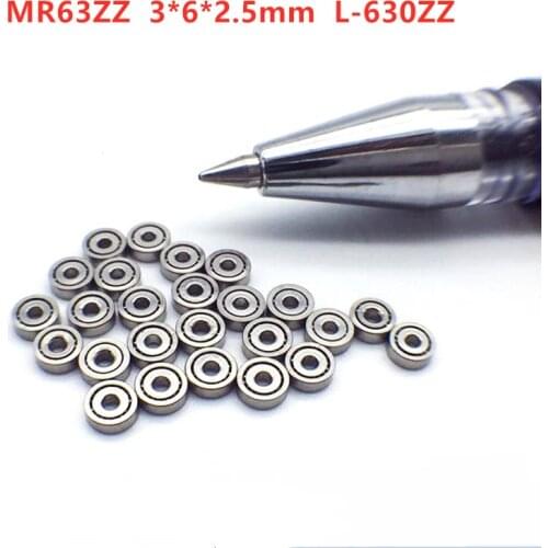 100pcs MR63ZZ 3*6*2.5mm L-630ZZ miniature deep groove ball bearing MR63-2Z 3mmx6mmx2.5mm
