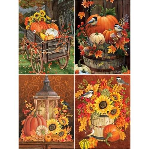 5D Diamond Painting Full Square/Round Halloween Diamond Embroidery Pumpkin Rhinestones Art Cross Stitch Kits Hobby Gift