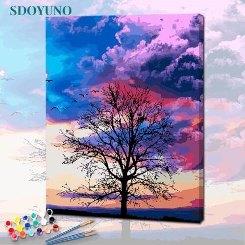 SDOYUNO Acrylic Paint By Numbers Scenery DIY 60x75cm Oil Painting By Numbers Landscape Digital Canvas Painting Home Decor Gift