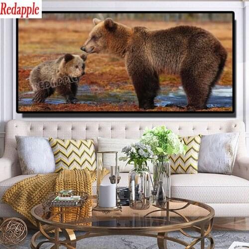 Diamond Embroidery Cute brown bear Diy Cross Stitch Kits Diamond Painting Scenic Full Square round Drill large size Home Decor