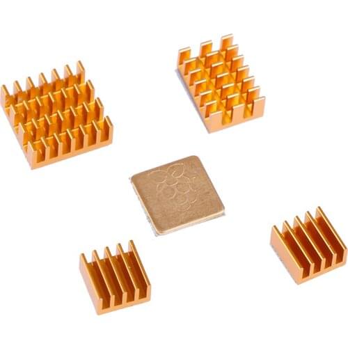 Aluminum Alloy For Raspberry Pi 2/3/4 3B+ 4B Aluminum Heatsink Radiator Cooler Kit 4pcs Heat sink+ 1pc Copper sheet