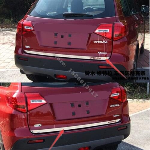 Car-covers For Suzuki Vitara 2015 -2019 Tailgate Rear Door Bottom Cover Molding Trim Stainless Steel back door trim Car styling