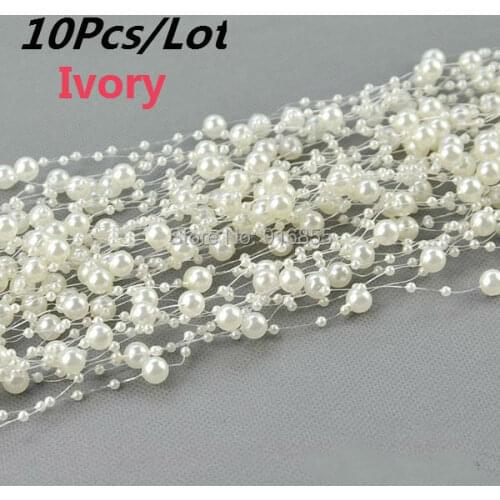 Free Shipping 10pcs/lot Ivory/ White Pearl Beads Chain Flowers Wedding Party Holding Flower Decoration DIY