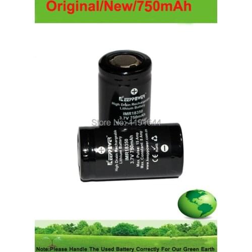 Free Shipping!! 4PCS/Lot Keeppower 3.7V IMR 18350 750mAh Max 15A discharge battery