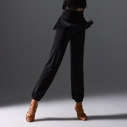 Summer Latin Dance Pants For Women Samba Rumba Dancing Practice Wear Tassel Trousers Female Tango Salsa Training Clothes YS1994