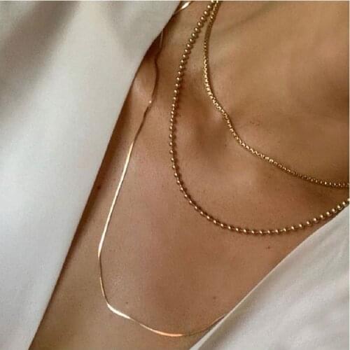 Find Me Simple Multilayer Aluminum Clavicle Chain Creative Yellow Necklace For Women Fashion Jewelry Accessories