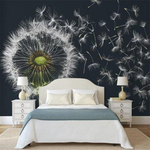 Black and White Wallpaper Desktop Wallpaper for Living Room Wall Dandelion 3 d Wall Picture Home Improvement Mural Bedroom Decor
